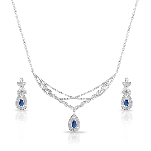 Colar de Prata Blend Collection Trabalhado com Brincos Gota em Zircônias