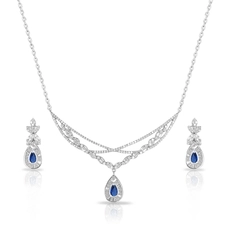Colar de Prata Blend Collection Trabalhado com Brincos Gota em Zircônias