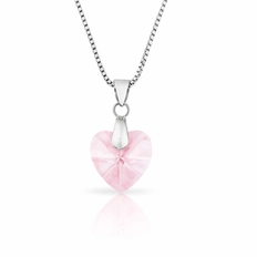 Gargantilha Cristal Coração Facetado Rosa
