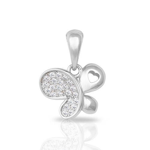 Pingente em Prata 925 Borboleta com Zircônias Cristal