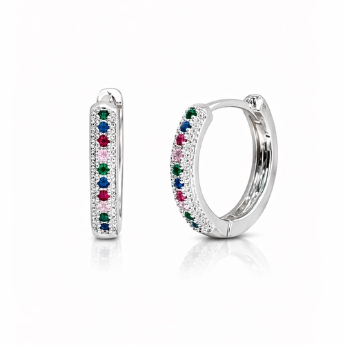 Brinco Argola Click com Zircônias Coloridas