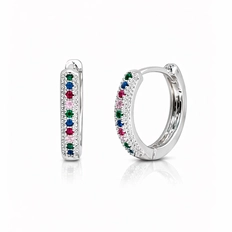 Brinco Argola Click com Zircônias Coloridas