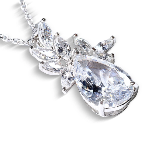Colar de Prata Blend Collection com Brincos e Gota de Zircônias Cristal