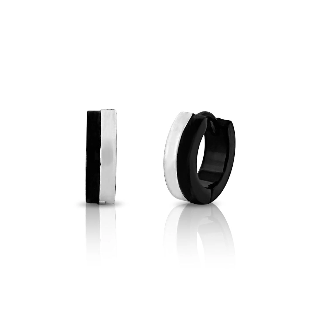 Brinco de Aço Argola Click Carbonada com Detalhe Fosco