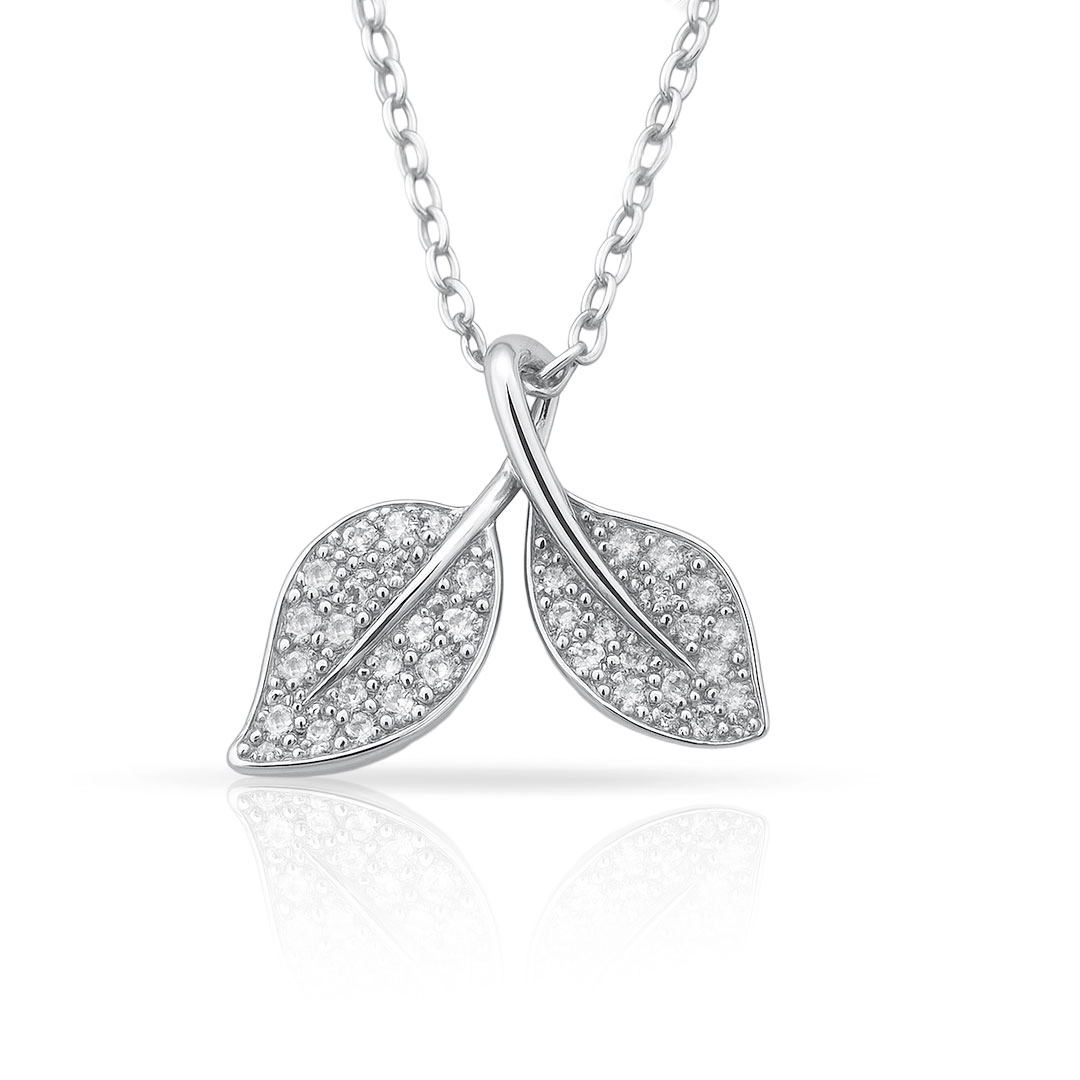 Gargantilha de Prata Blend Collection Folhas Entrelaçadas Zircônia