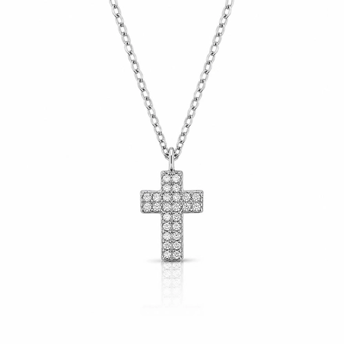 Gargantilha Blend Collection Cruz com Zircônias Cristal