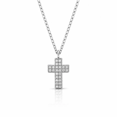 Gargantilha Blend Collection Cruz com Zircônias Cristal