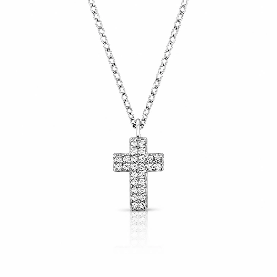 Gargantilha Blend Collection Cruz com Zircônias Cristal