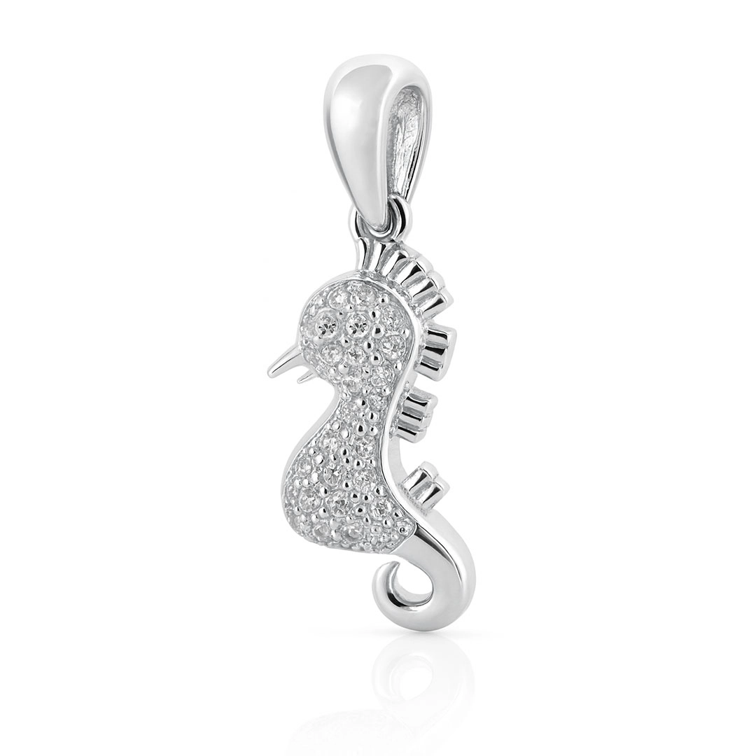 Pingente Cavalo-Marinho Cravejado com Zircônias Cristal