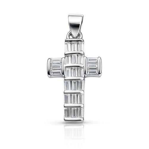 Pingente Cruz com Zircônias Cristal