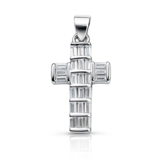 Pingente Cruz com Zircônias Cristal