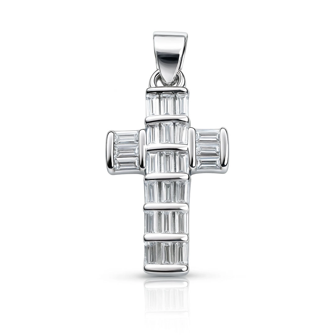 Pingente Cruz com Zircônias Cristal