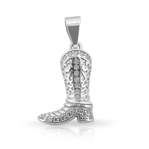 Pingente Bota Cravejada com Zircônias Cristal