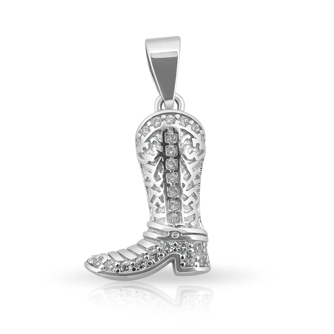 Pingente Bota Cravejada com Zircônias Cristal