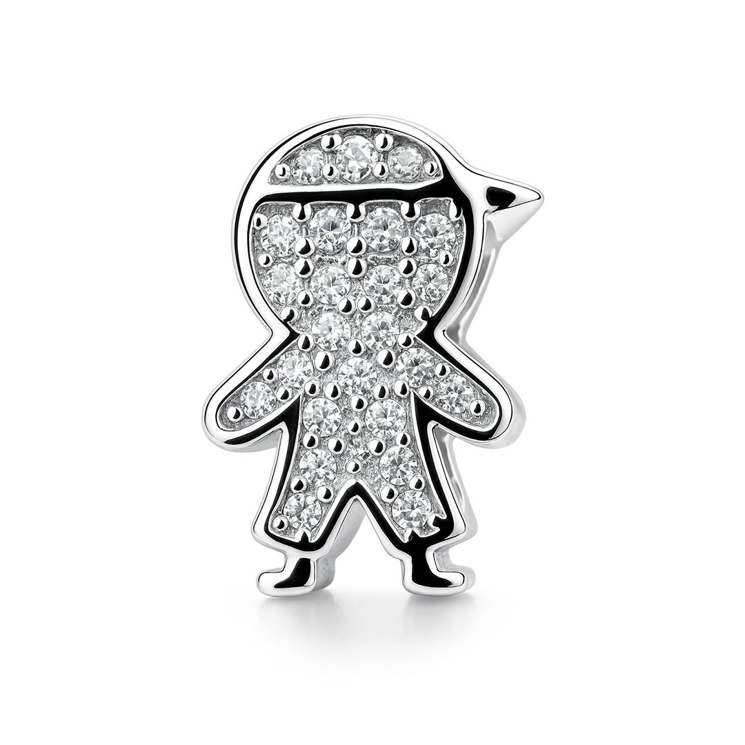 Berloque Menino com Zircônias Cristal Cravejadas