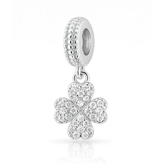 Berloque Trevo com Zircônias Cristal