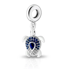 Berloque Tartaruga com Zircônias Cristal e Safira