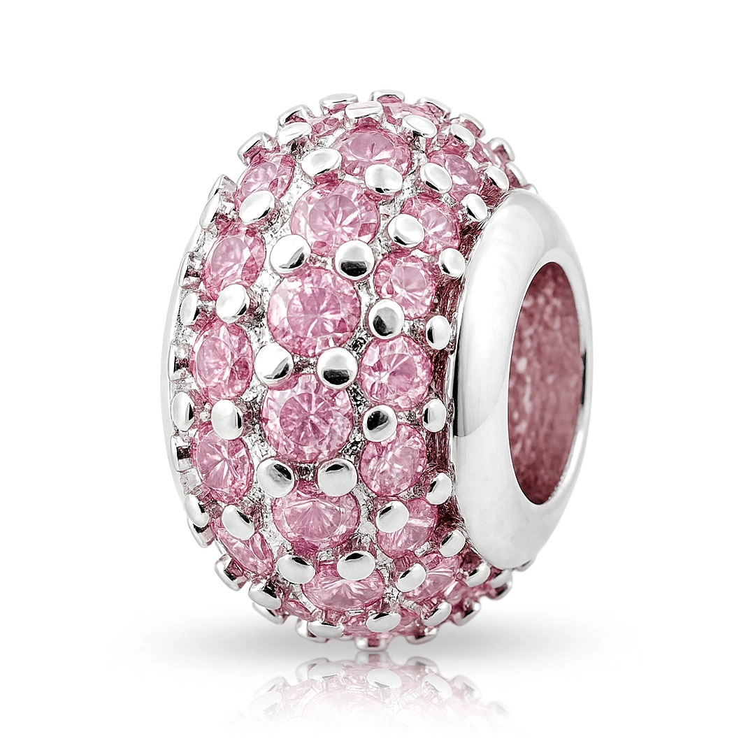 Berloque Separador Cravejado com Zircônias Rosa Presents