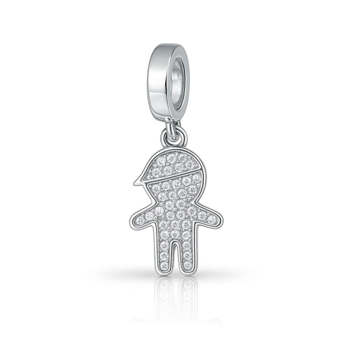 Berloque Menino com Zircônias Cristal Cravejadas