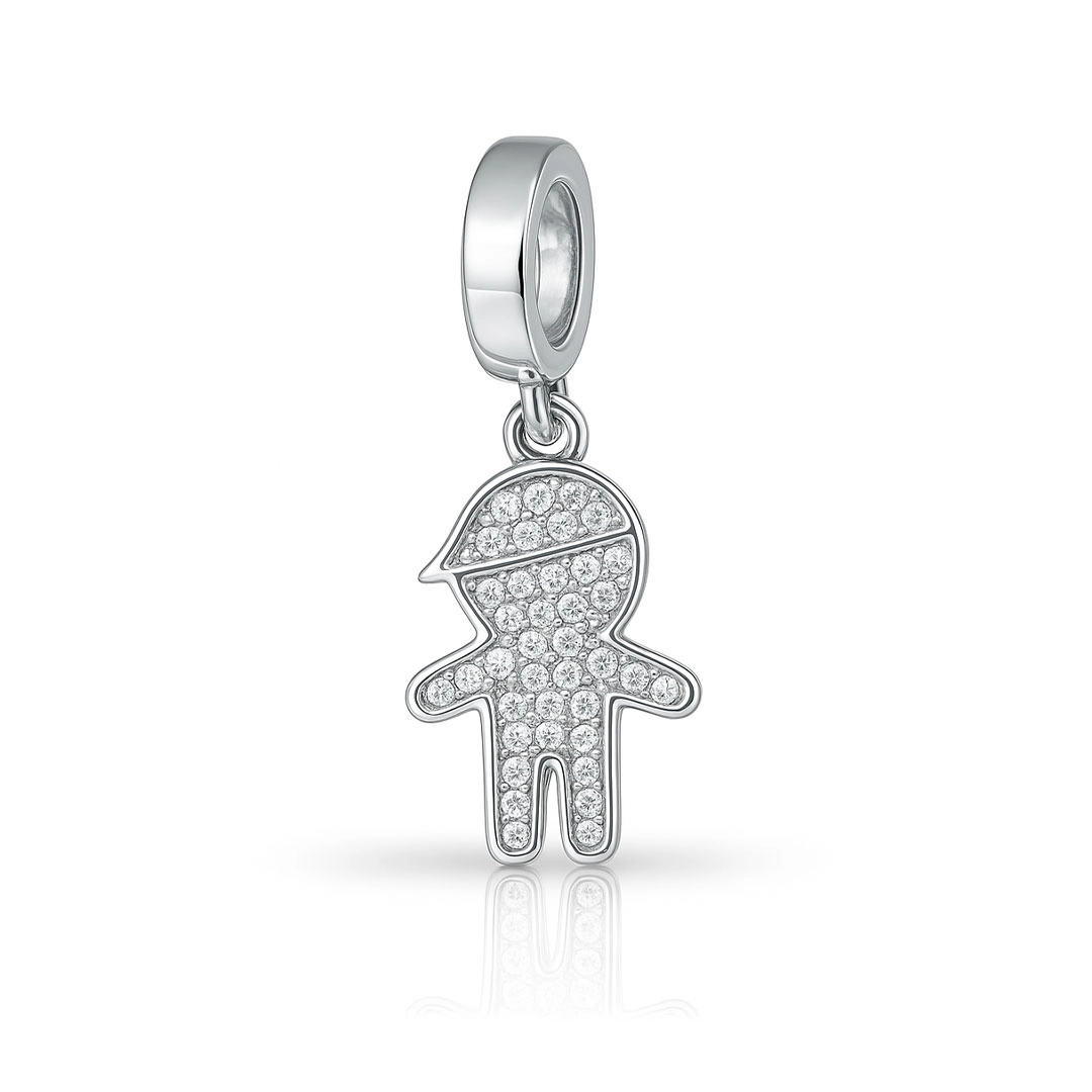 Berloque Menino com Zircônias Cristal Cravejadas