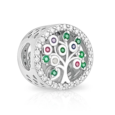Berloque Árvore da Vida com Zircônias Coloridas e Cristal