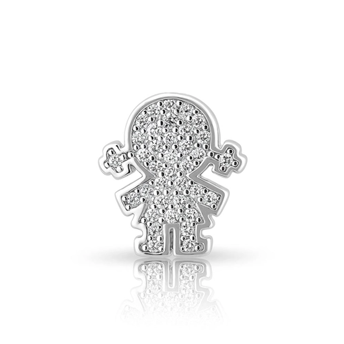 Berloque Menina com Zircônias Cristal Cravejadas