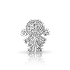 Berloque Menina com Zircônias Cristal Cravejadas