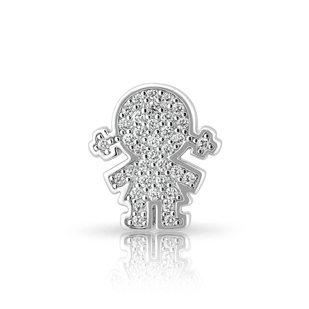Berloque Menina com Zircônias Cristal Cravejadas