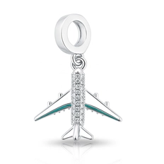 Berloque Avião com Resina e Zircônias Cristal