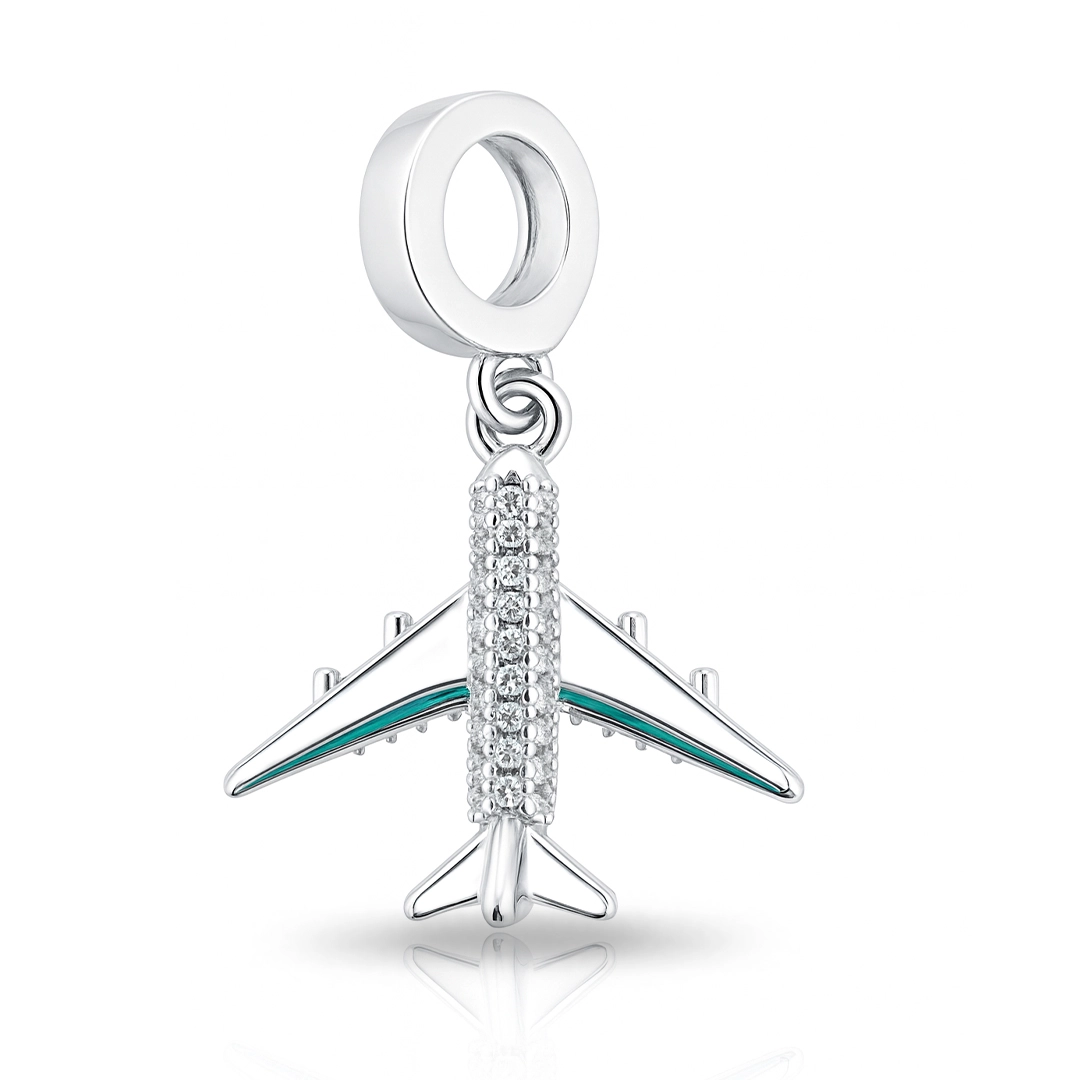 Berloque Avião com Resina e Zircônias Cristal