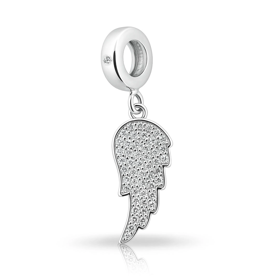Berloque Asa Cravejada com Zircônias Cristal