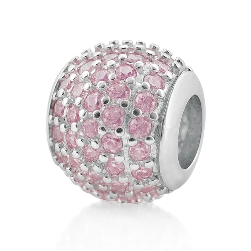Berloque Separador Cravejado com Zircônias Rosa