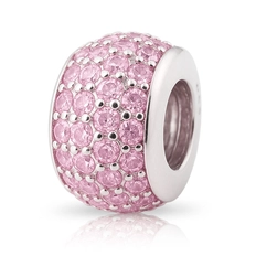 Berloque Separador Cravejado com Zircônias Rosa