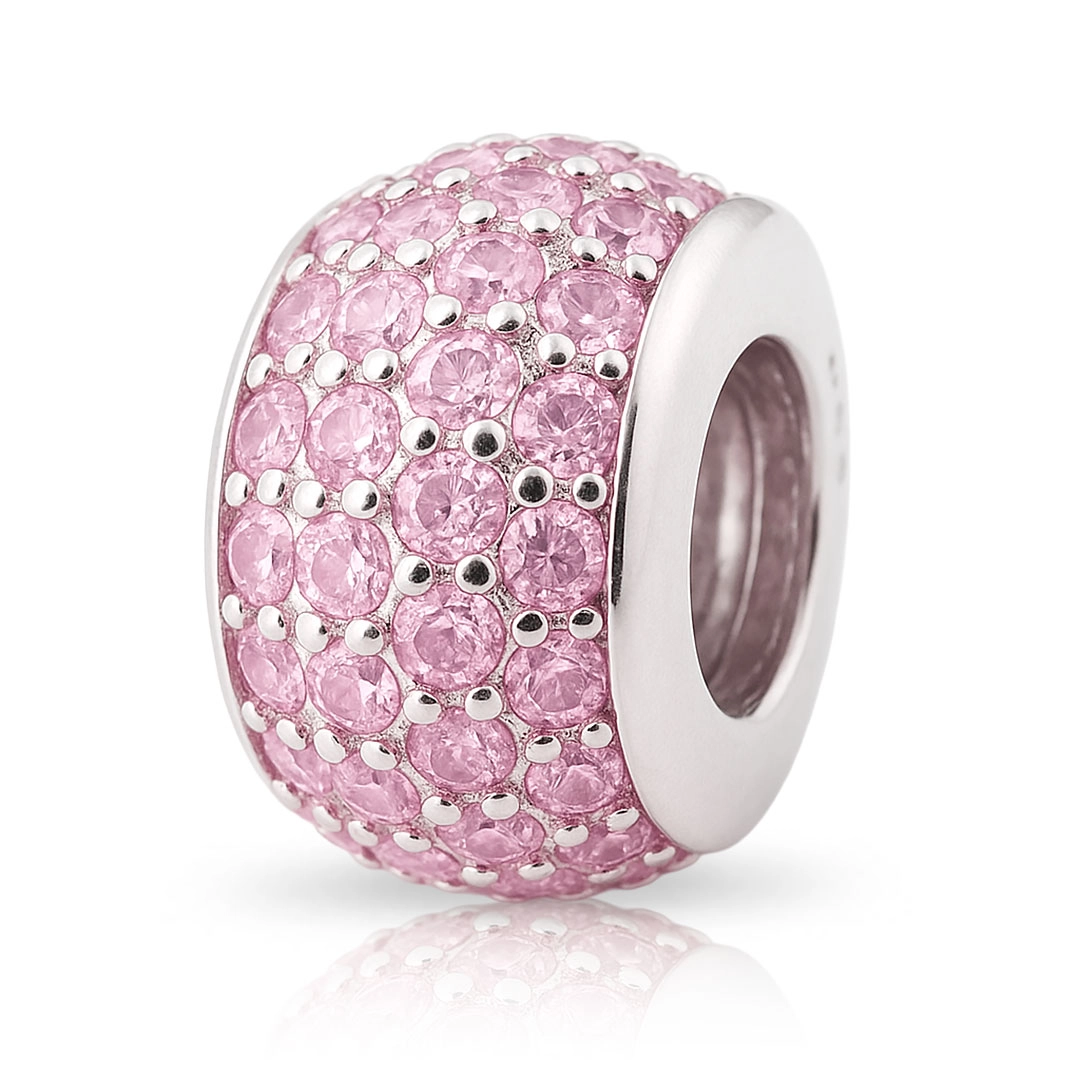 Berloque Separador Cravejado com Zircônias Rosa