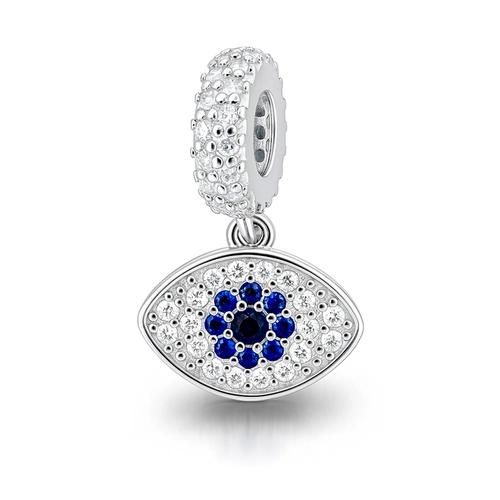 Berloque Olho Grego com Zircônia Cristal e Safira