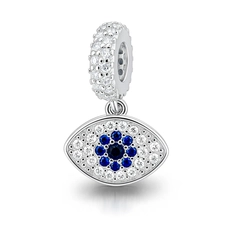 Berloque Olho Grego com Zircônia Cristal e Safira