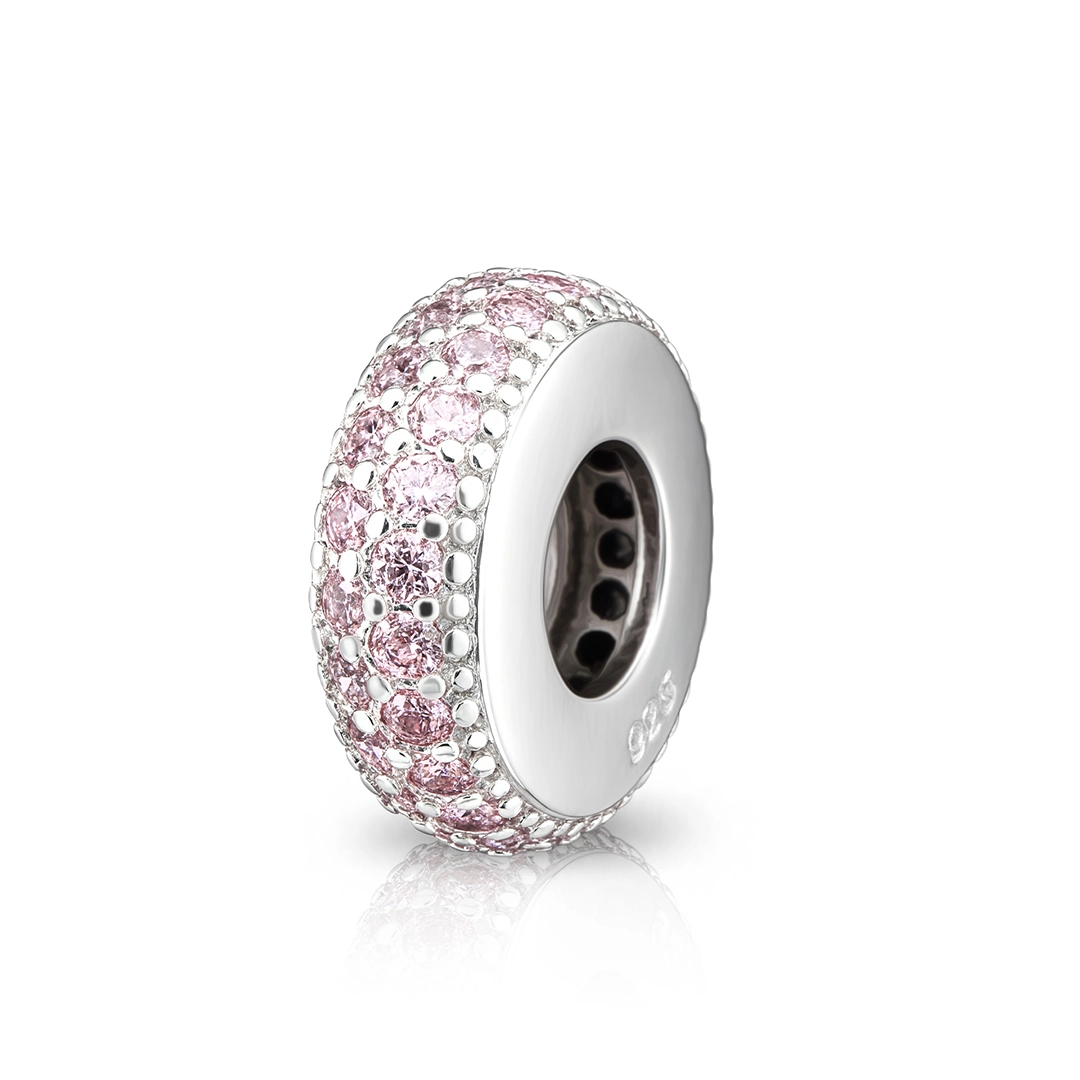 Berloque Separador Zircônias Rosa Cravejadas