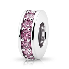 Berloque Separador com Zircônias Rosa Redondas