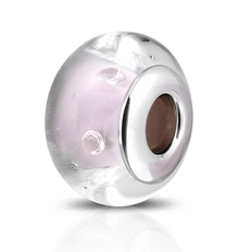 Berloque Separador Murano Rosa com Zircônias Cristal