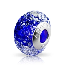 Berloque Separador Murano Azul Trabalhado