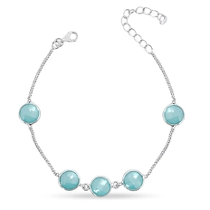 Pulseira com Calcedônia Natural Redonda