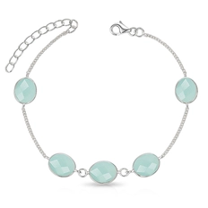 Pulseira de Prata 925 com Pedras de Calcedônia Natural
