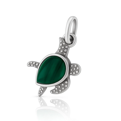 Pingente de Prata 925 Tartaruga com Malaquita Natural