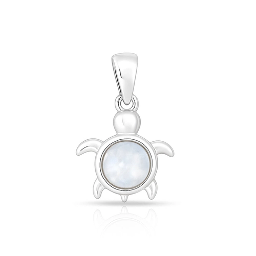 Pingente de Prata 925 com Pedra da Lua Natural Tartaruga