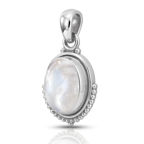Pingente de Prata 925 Oval em Pedra da Lua Natural