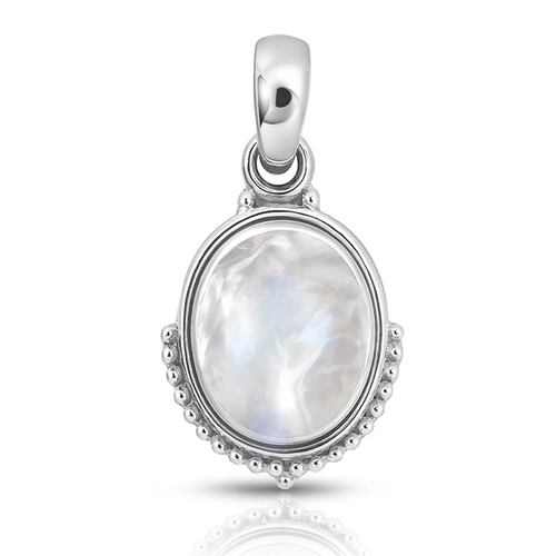 Pingente de Prata 925 Oval em Pedra da Lua Natural