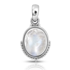Pingente de Prata 925 Oval em Pedra da Lua Natural