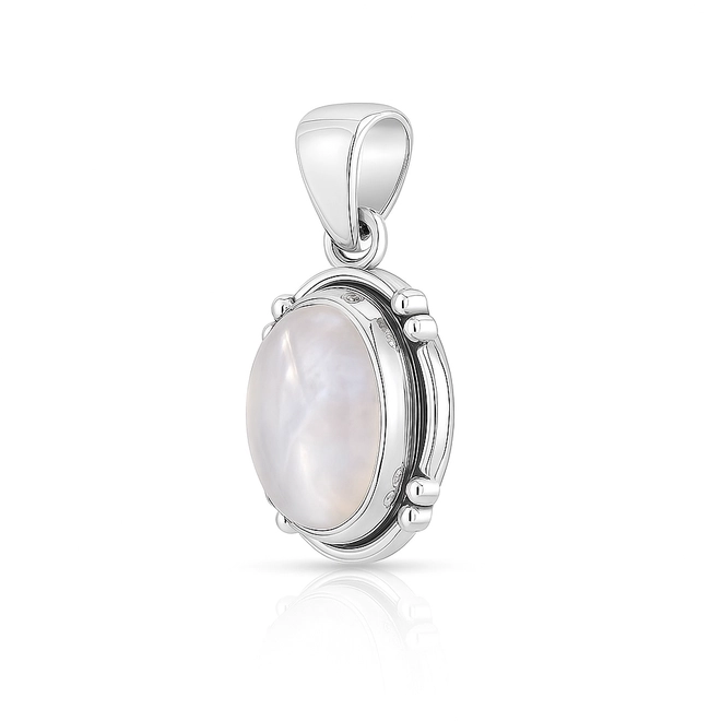 Pingente de Prata Oval com Pedra da Lua Natural