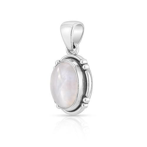 Pingente de Prata Oval com Pedra da Lua Natural