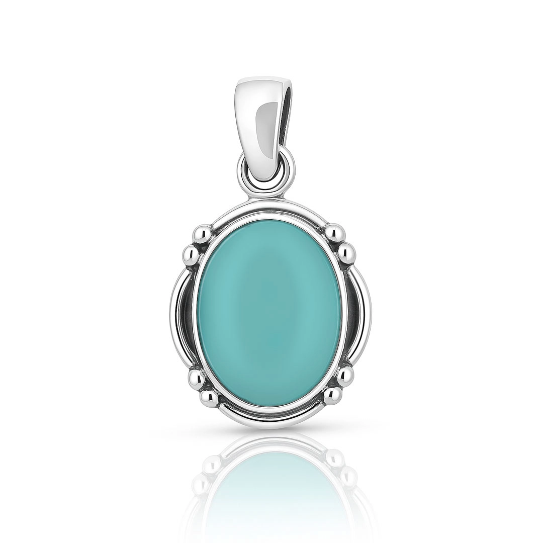 Pingente Oval com Calcedônia Natural